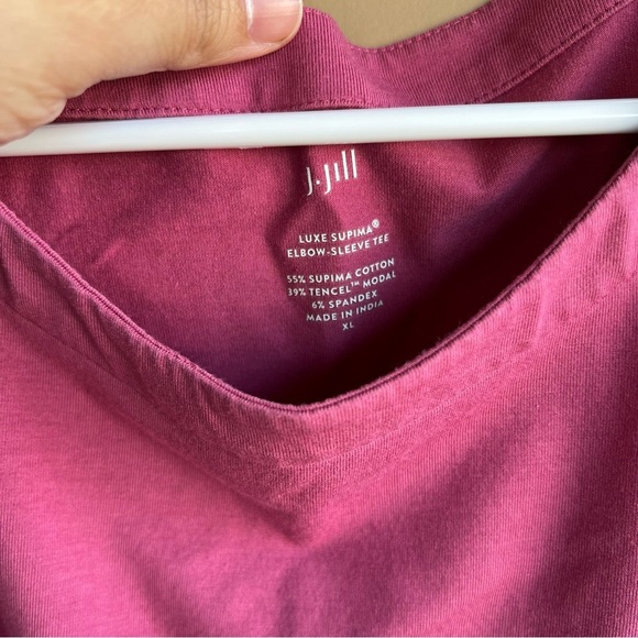 J. Jill Luxe Supima Cotton Elbow Sleeve Tee - Size XL - Modest Casual Minimalist - Picture 3 of 4